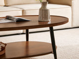 Saint Mossi Modern Coffee Table for Living Room, Mid-Century Oval Wood Coffee Table, Double Layer Center Table for Small Space, D47xW23.6xH15, Espresso SM Saint Mossi