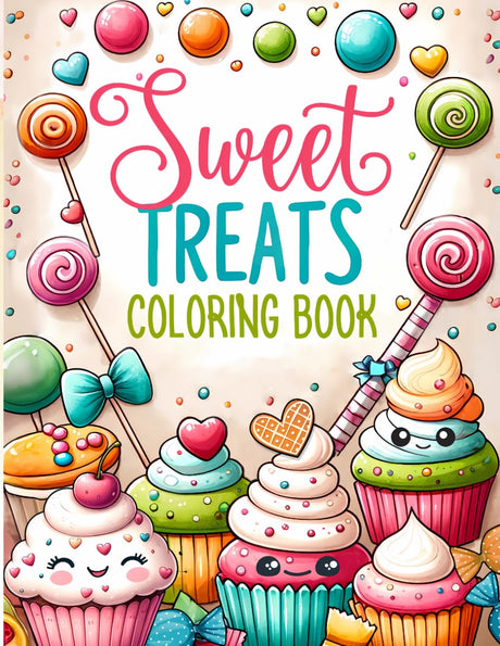 Sweet Treats Coloring Book: Cute Cupcakes, Cakes, Ice Creams, Donuts, and More Kawaii Desserts to Color (Coloring Books for Kids Ages 4-8 by Frolic Fox) WoodArtSupply