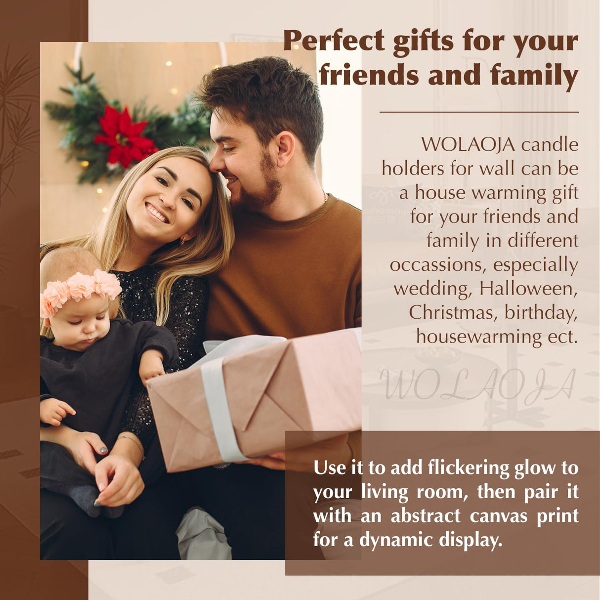 Metal Wall Candle Sconce Holder Set of 2 Wall Mount Candle Holder Pillar Holder Black Modern Wall Candle Sconces Hanging for Living Room Farmhouse Fireplace Wedding WOLAOJA