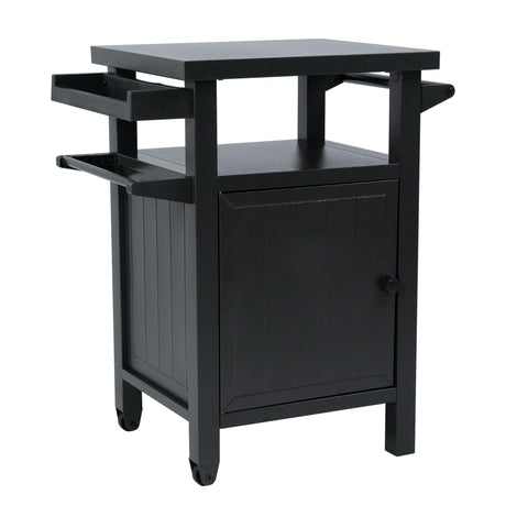 Kozyard BBQ Grill Storage Cart/Bin, Grill Carts Outdoor Storage Cabinet with Wheels, Metal Grill Table Kitchen Dining Table Cooking Prep BBQ Table for Patio Island Home Party Bar (Grey) Kozyard