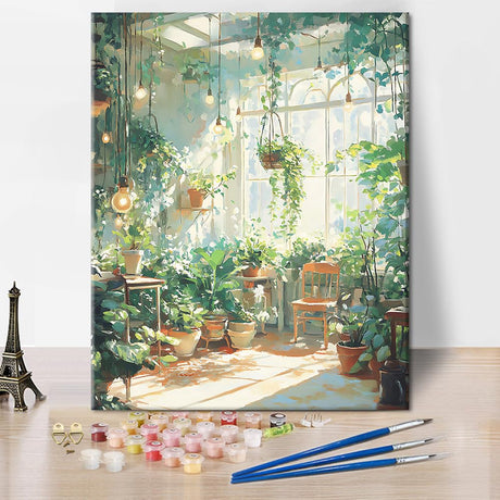 TUMOVO Paint by Numbers Kit for Adults Beginner Green Plants, Adult Paint by Number with Brushes Sunlight, DIY Acrylic Painting by Numbers for Gift Home Wall Decor 16"x20"(Frameless) TUMOVO