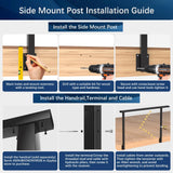 Gyykzz 2Pack One-Stop Side Mount Cable Railing Post Kits 42" (Post Body 47.6"), Complete Set Include 2 Pack Side Mount Line Posts, 105ft Cable, 12 Sets Cable Tensioner, 48 Cable Grommets (No Handrail) Gyykzz
