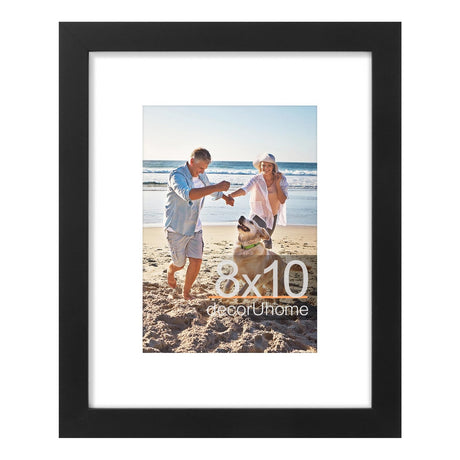 decorUhome 8x10 Picture Frame, Display Pictures 5x7 with Mat or 8x10 without Mat, Black Engineered Wood Photo Frame with Plexiglass for Wall & Tabletop Display, Picture Frames 8x10 Set of 1 decorUhome