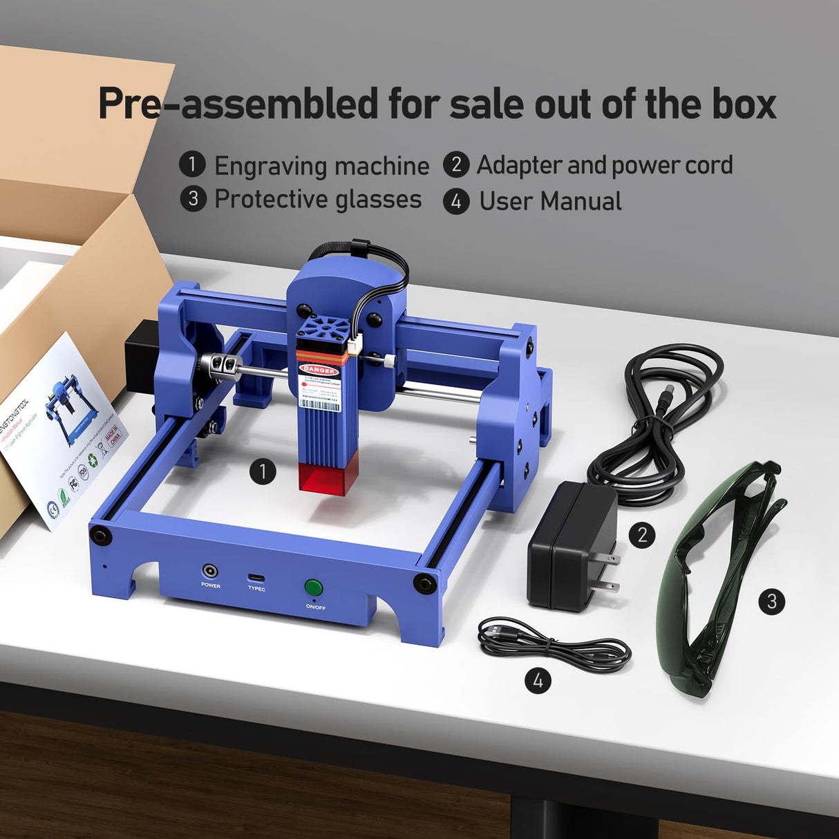 HENGTONGTOOL T1 Laser Engraver Machine, 3.5W Laser Engraving Machine and Cutting Machine for Beginners, Precision 0.06 mm Laser Spot, 10000 mm/min, Best Laser Engraver for DIY Projects, Wood, Metal HENGTONGTOOL