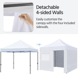 Yaheetech 10x10 Pop Up Commercial Canopy Tent with 4 Removable Sidewalls, Sandbags, Stakes & Ropes, Waterproof Instant Canopies for Wedding Party Commercial Event Pavilion, White Yaheetech