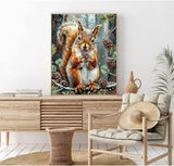 Squirrel Eating Pine Cone Paint by Number Kits 16 x 20 inch Canvas Autumn Decor DIY Painting for Adults Beginners Fall Decor Paint by Numbers With Brushes Acrylic Pigment for Home Decor(Without Frame) MSTINGSHUN
