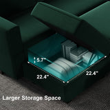 Belffin Modular Sectional Sofa with Ottomans Velvet Reversible Sleeper Sectional Sofa with Chaise Modular Sleeper Sofa Bed with Storage Seat Green Belffin