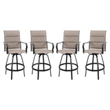 Vongrasig 4 Piece Outdoor Patio Swivel Bar Chairs, All Weather Padded Sling Textile High Top Bar Stools, Bistro Set for Backyard, Lawn Garden, Balcony, Gray Vongrasig