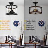 Farmhouse Semi Flush Mount Ceiling Light Fixture, 4-Light Industrial Ceiling Light w/ E12 Base Metal Rustic Vintage Chandelier Lighting for Kitchen Dining Room Hallway Entryway Foyer (Matte Black) Bosceos