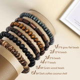 JAVMOO Wooden Beads Bracelet for Men Leather Wrap Hemp Cords Wood Beads Ethnic Tribal Bracelets Wooden Wristbands JAVMOO