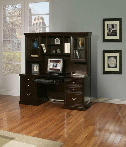 Martin Furniture Fulton Computer Credenza, Fully Assembled, Brown - WoodArtSupply