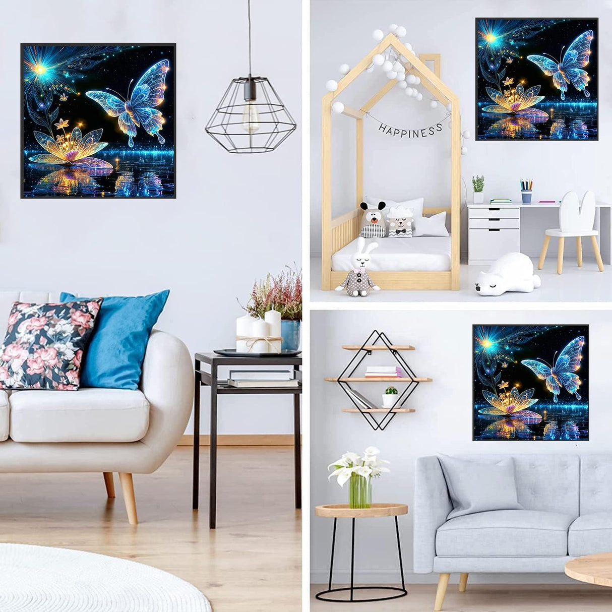 Zythron Butterfly Diamond Art Kits for Adults Lotus Diamond Art Paint with Diamond Painting DIY 5D Full Drill Gem Art Painting Kit for Home Wall Decor Gifts 14x14 in Zythron