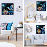 Zythron Butterfly Diamond Art Kits for Adults Lotus Diamond Art Paint with Diamond Painting DIY 5D Full Drill Gem Art Painting Kit for Home Wall Decor Gifts 14x14 in Zythron