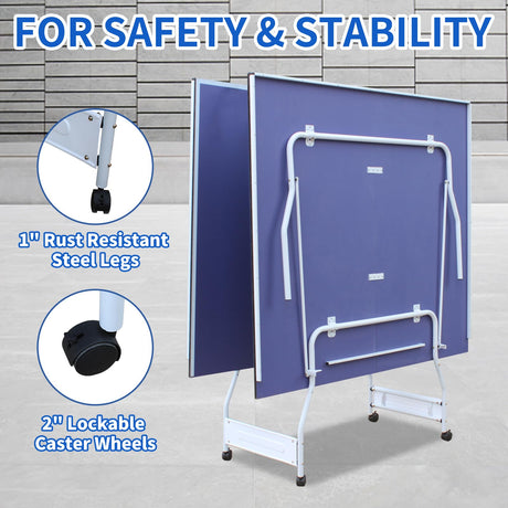 SculPong 9FT Table Tennis Table, Foldable Ping Pong Table Set for Indoor Games, Portable Table Tennis Table with Net, 2 Table Tennis Paddles and 3 Balls SculPong