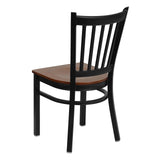 Flash Furniture HERCULES Series Black Vertical Back Metal Restaurant Chair - Cherry Wood Seat Flash Furniture