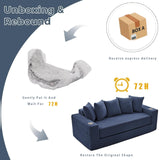 Anwick 2-in-1 Convertible Sleeper Sofa Bed, Corduroy Boneless Loveseat Cloud Couch for Living Room, Compressed Sofa in a Box, 5 Pillows, Fixed Frames, Side Pockets & Cup Holders, No Assembly (Blue) Anwick