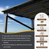 EBE 10' x 8' Hardtop Gazebo, Lean to Gazebos Outdoor Pergola with Galvanized Steel Roof, Wall Mounted Gazebo Pergola, Metal Awning for Patio, Decks, Backyard EBE