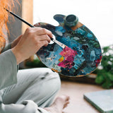 8" X 12" Wooden Oval-Shaped Artist Painting Palette,Oil Watercolor Paint Palette,Wood Paint Palette with Thumb Hole,Art Pallet for Painting,Palettes,Wood Paint Color Mixing Tray Acrylic Painting Wood Gemerglity