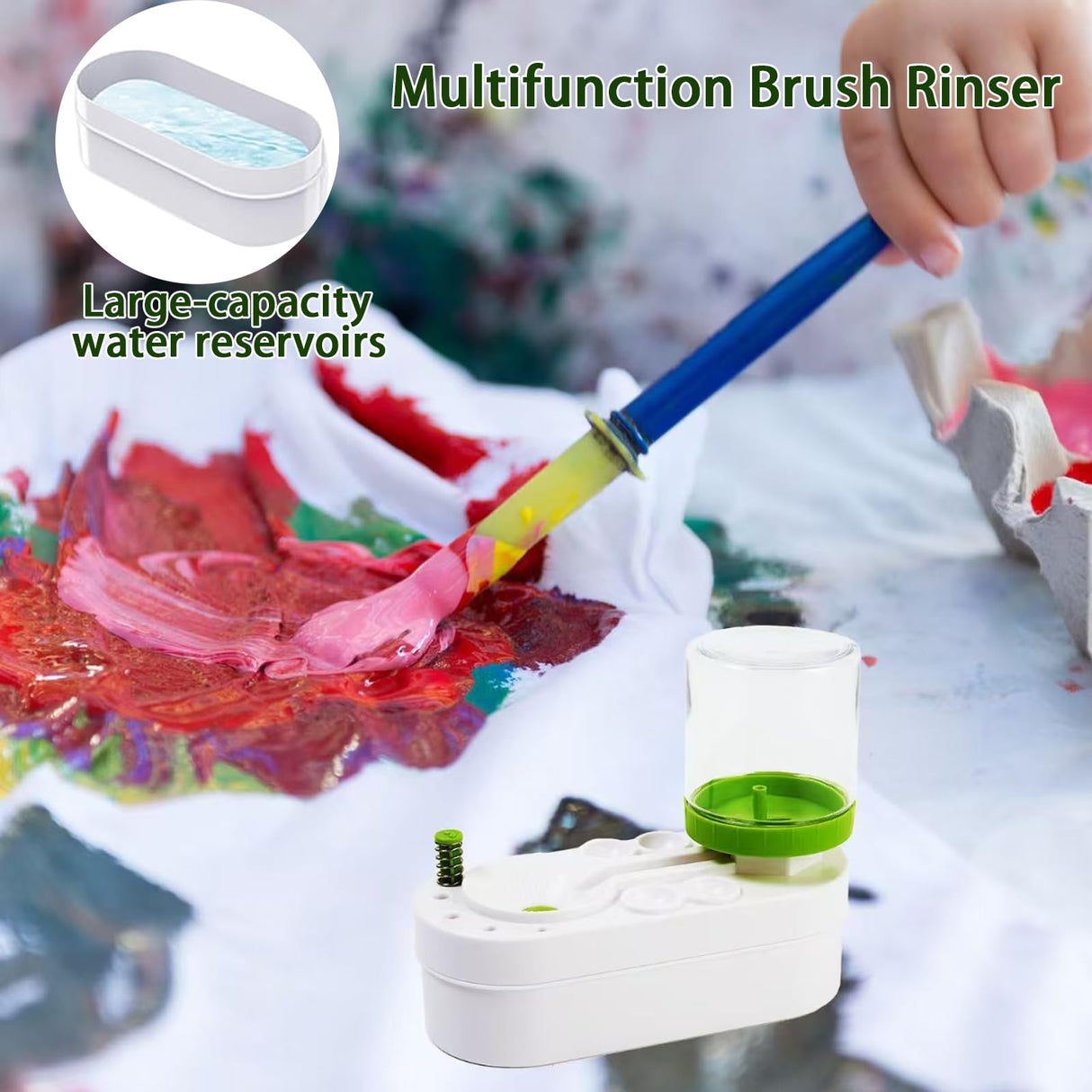 Hynhsun 2025 Upgraded Paint Brush Cleaner Rinse Cup Water Circulation,Watercolor/Oil and Water-Based Paint Brush Cleaner Tool,Gift for Artist Kids Adults and Girls, Pre-Assembled (Green) Hynhsun