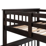 Solid Wood Twin Over Full Bunk Bed with Stairs and Storage Shelves in Espresso by Harper & Bright Designs Harper & Bright Designs