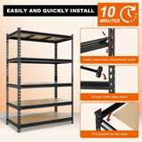 BIG RED Storage Shelving Unit, 5-Tier Adjustable, Heavy Duty Metal Garage Shelves/Utility Rack for Kitchen, Pantry, Basement, Bathroom, Laundry - 3,000lb Capacity, Black, 72" H x 48" W x 24" D BIG RED