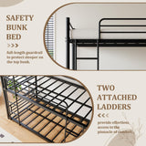 AYJOIR Heavy Duty Triple Bunk Bed, Twin Over Twin Over Twin Metal Bunkbeds with Ladder, Family-Friendly for All Ages, Bedroom, No Box Spring Needed, Easy Assembly, Black AYJOIR
