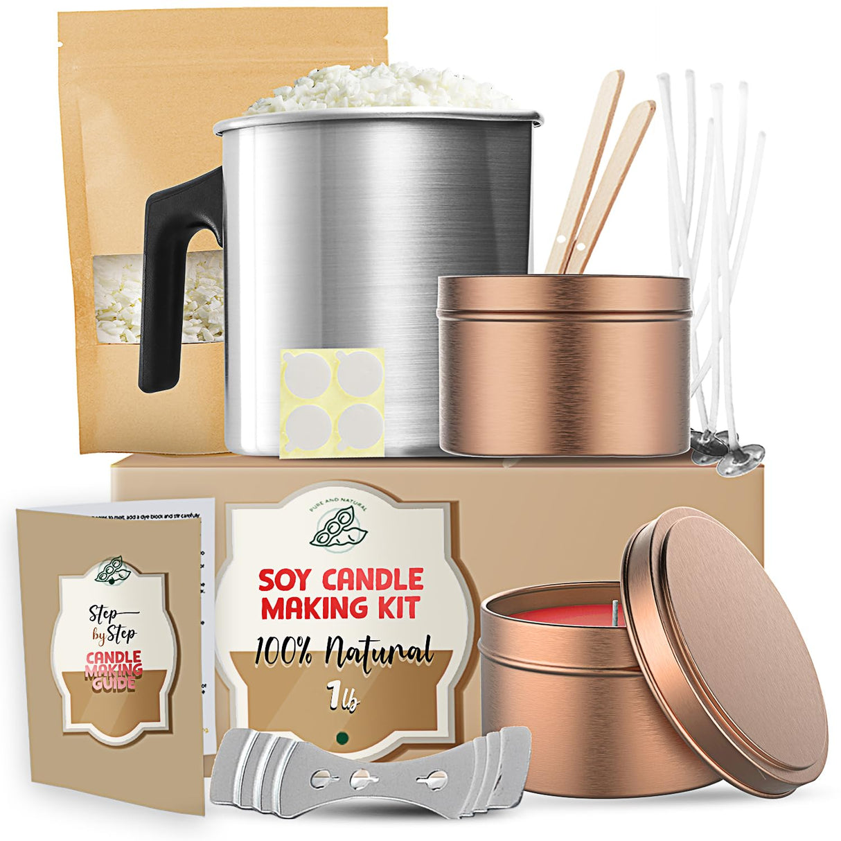Etienne Alair Soy Candle Making Kit for Adults & Kids, Candle Making Supplies, DIY Candle Making Kit for Beginners, Natural Soy Wax Candle Making Kits - Complete Candle Kit, 1 Lbs Etienne Alair