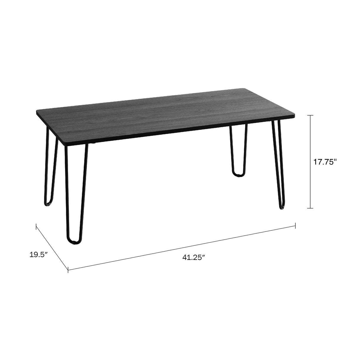 Coffee Table with Hairpin Legs - Modern Industrial Style Home Decor - Woodgrain-Look and Steel Accent Living Room Furniture by Lavish Home (Black) Lavish Home