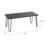 Coffee Table with Hairpin Legs - Modern Industrial Style Home Decor - Woodgrain-Look and Steel Accent Living Room Furniture by Lavish Home (Black) Lavish Home