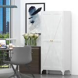 GREATMEET 65" Tall Kitchen Pantry Storage Cabinet, White Pantry Storage Cabinet, Farmhouse Metal Kitchen Cupboard with Doors for Garage, Dining Room, Living Room and Laundry GREATMEET