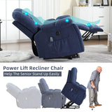 CANMOV Power Lift Recliner Chair with Massage and Heat for Elderly, Overstuffed Wide Recliners, Heavy Duty and Safety Motion Reclining Mechanism with USB Ports, 2 Concealed Cup Holders, Navy Blue CANMOV