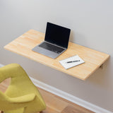 StoreYourBoard Wall Mounted Work Bench, Folding Wall Desk, Solid Hardwood Floating Desk and Laundry Table, 40 in. x 18 in. Folding Work Table, Stainless Steel Brackets Hold 200 lbs StoreYourBoard