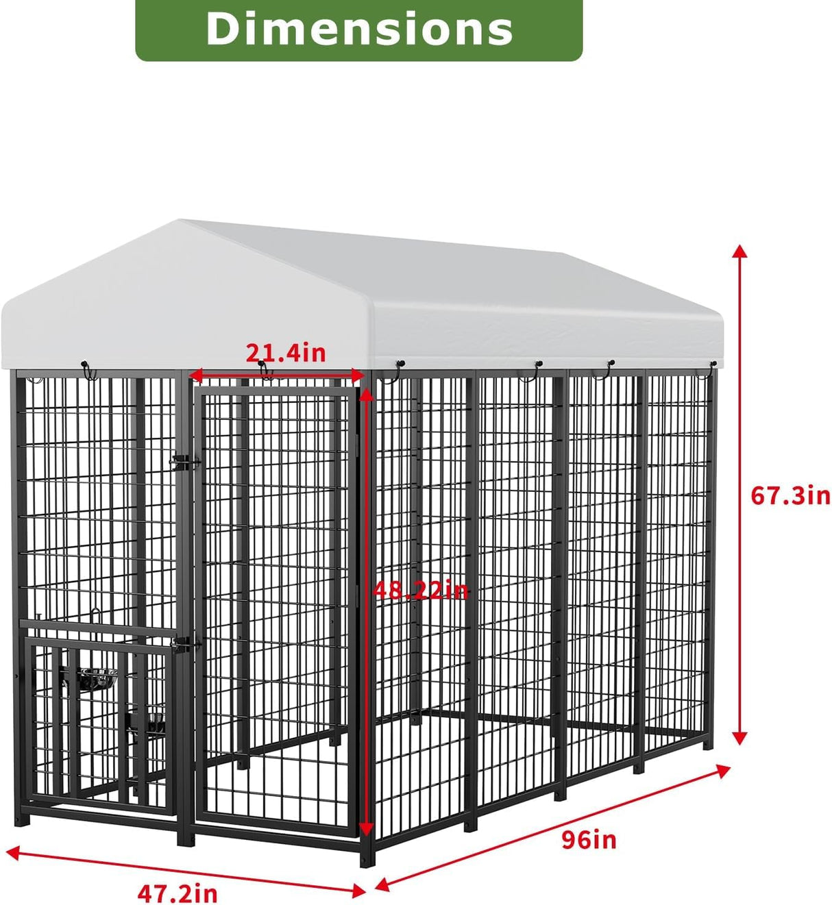 ROOMTEC Large Metal Chicken Coop, Walk-in Poultry Chicken Coops for 15 Chickens (8' x 4' x 5.6') ROOMTEC