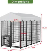ROOMTEC Large Metal Chicken Coop, Walk-in Poultry Chicken Coops for 15 Chickens (8' x 4' x 5.6') ROOMTEC