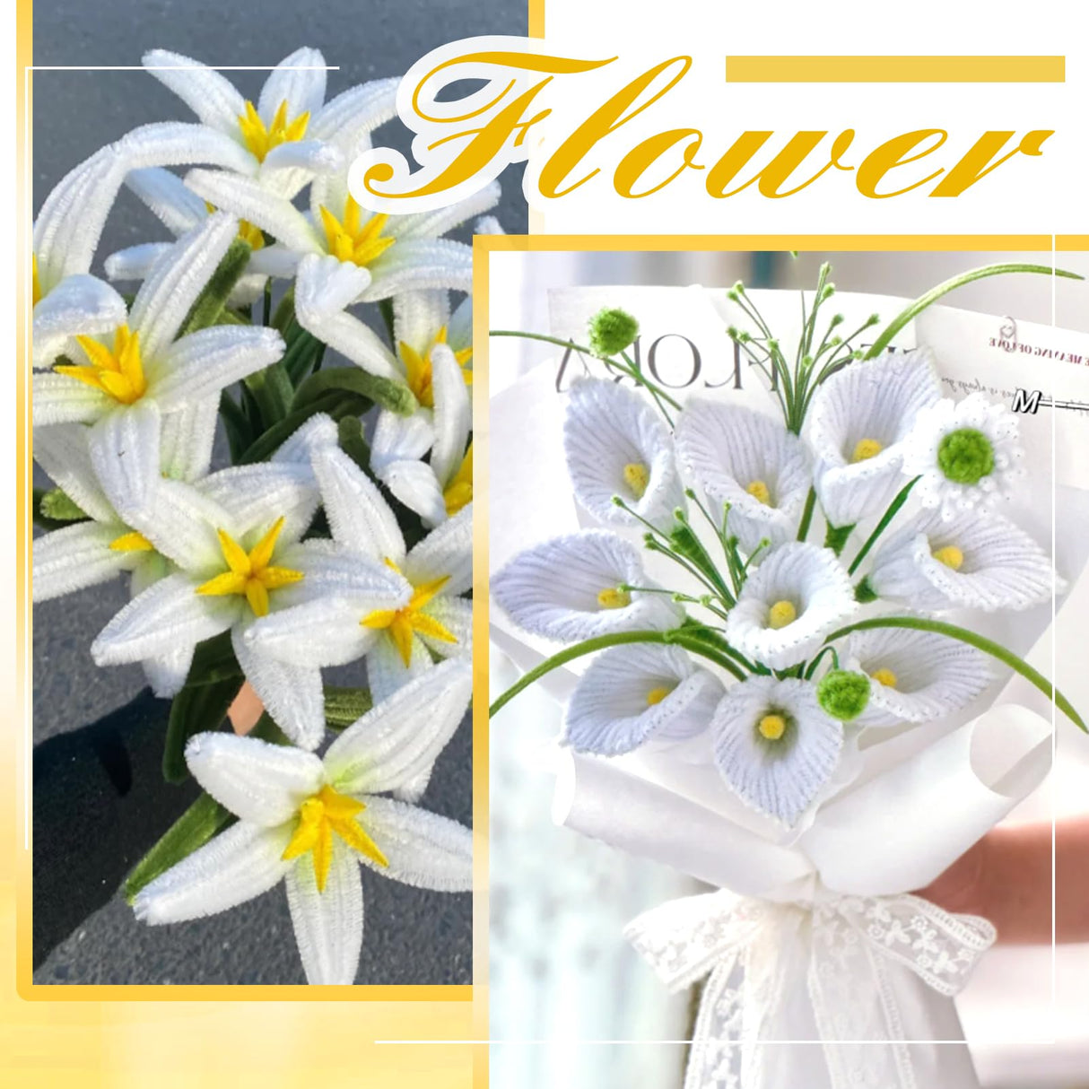 TOAOB 200pcs Pipe Cleaners Craft Supplies DIY Daisy Bouquets Making Kit Mixed Colors Chenille Stems Artificial Flowers Craft Kit for DIY Art and Crafts Party Wedding Home Decorations TOAOB THE ONE AND ONLY BABY