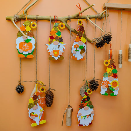 Winlyn 24 Sets Fall Craft Kits DIY Fall Gnome Ornaments Decorations Art Sets Fall Leaf Pumpkin Sunflower Foam Stickers Arts and Crafts for Kids Autumn Halloween Thanksgiving Activity Art Project Winlyn