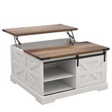 TaoHFE Lift Top Coffee Table with Storage,Rustic White Farmhouse Coffee Table, Square Storage Compartment and Adjustable Shelves Coffee Tables for Living Room (Oak White) TaoHFE