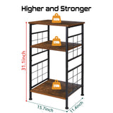 GIOTORENT 3-Tier Tall End Table, Narrow Night Stand with #-Design Sturdy Frame, Small Bed Side Table for Small Space in Living Room,Bedroom,Office,Bathroom(Brown) GIOTORENT