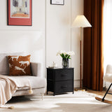 GlasFlength Night Stand, Small Dresser with 2 Fabric Drawers, Farmhouse Black Nightstands Set of 2 for Bedroom, Closet, Dorm, Black/2BC 2-Pack GlasFlength