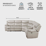 Lexicon L-Shaped Power Reclining Sectional Couch, Faux Leather Reclining Sectional Sofa, 3 Recliners, Wall Hugger, Right Storage Console, Cup Holders, Receptacles, Charging Ports, Silver Gray Lexicon