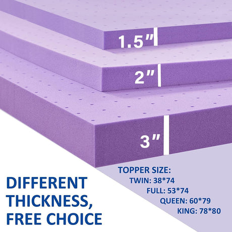 SINWEEK 1.5 Inch Gel Memory Foam Mattress Topper Ventilated Soft Pressure Relieve Mattress Pad, Breathable Bed Topper, CertiPUR-US Certified, Queen Size SINWEEK