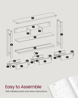VASAGLE Console Table, Sofa Table, Narrow Entryway Table, Entry Table with 3 Drawers, Open Storage Shelf, Metal Corners, for Living Room, Farmhouse Style, Honey Brown and Rustic White ULNT142WJ02S VASAGLE