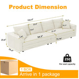 Ball & Cast 4 Seater Cloud Sectional Couch,102.4" Modern Modular Sectional Sofa with Deep Seat & Pillows,Plush Corduroy Comfy Convertible Sofa Couches for Living Room,Beige Ball & Cast