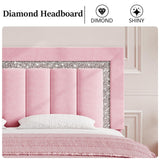 HOMBCK Full Size Bed Frame, Velvet Upholstered Bed Frame with Diamond Tufted Headboard and Footboard, Pink Bed Frame Full, Vertical Channel Tufted Design, No Box Spring Needed, Easy Assembly, Pink HOMBCK
