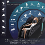 4D Full Body Zero Gravity Massage Chair with 55'' SL-Track & Body Scan - Shiatsu Massage Recliner with Heating & 40 Airbags - Voice Control, Foot Rollers, 15 Auto Modes & 9 Techniques (Black) RlxwizRevi