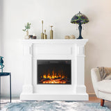 43 Inch Electric Fireplace with Mantel, Tall Fire Place Heater Freestanding with Remote Control Timer LED Flame for Living Room Bedroom, White Cloud Mountain