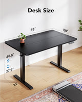 HUANUO 55" x 28" Electric Standing Desk Adjustable Height, 4 Memory Height Settings, Headphone Hook, Cable Manager, Sit Stand Up Desk for Home Office & Computer Workstation, Black HUANUO
