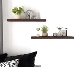 PHPH Wood Floating Shelves for Wall, Wooden Wall Shelves for Bedroom, Set of 6 Brown 17 Inch PHPH