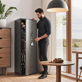 KAER 12-15 Gun Safe for Home, Large Rifle Safe & Pistol Cabinet with 3 Adjustable Gun Racks, 4 Pistol Pockets, Unassembled Digital Large Gun Locker for Gun & Ammunition Storage KAER