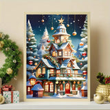 Christmas House Tree Ball Diamond Art Kits for Adults, 5D Diamond Painting Kits for Adults Beginners, DIY Full Round Drill Diamond Dot Painting Gem Art Kits for Adult, Home Wall Decor 11.8x15.7 Inch VCLKDIY